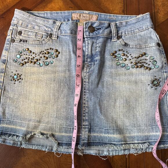 Candies Denim Mini Skirt Embellished Studs And Rinestone - Picture 7 of 13